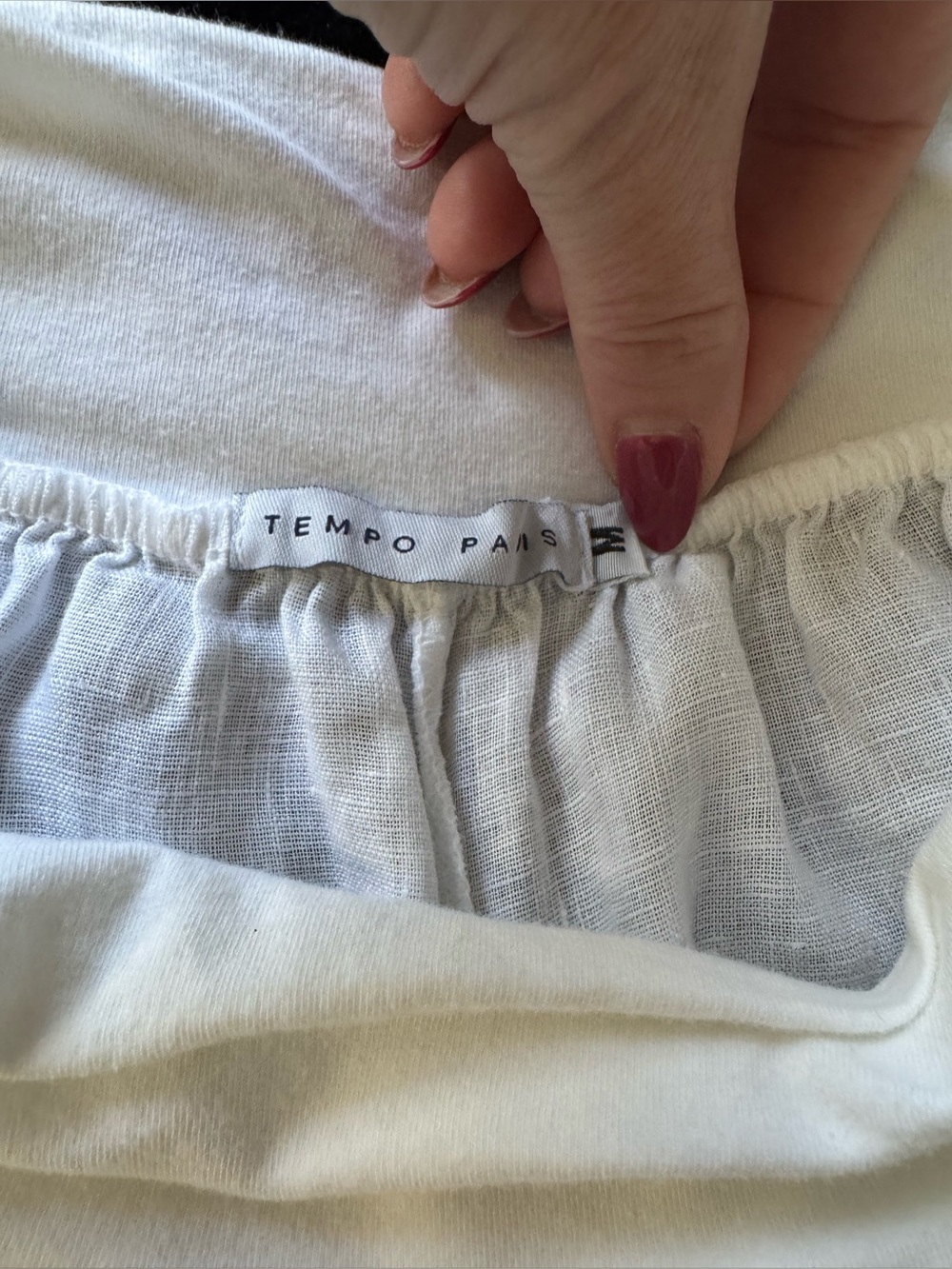 Tempo Paris Bubble Skirt Womens Sz M White Linen Jersey Boho Grunge Lagenlook - Picture 4 of 9